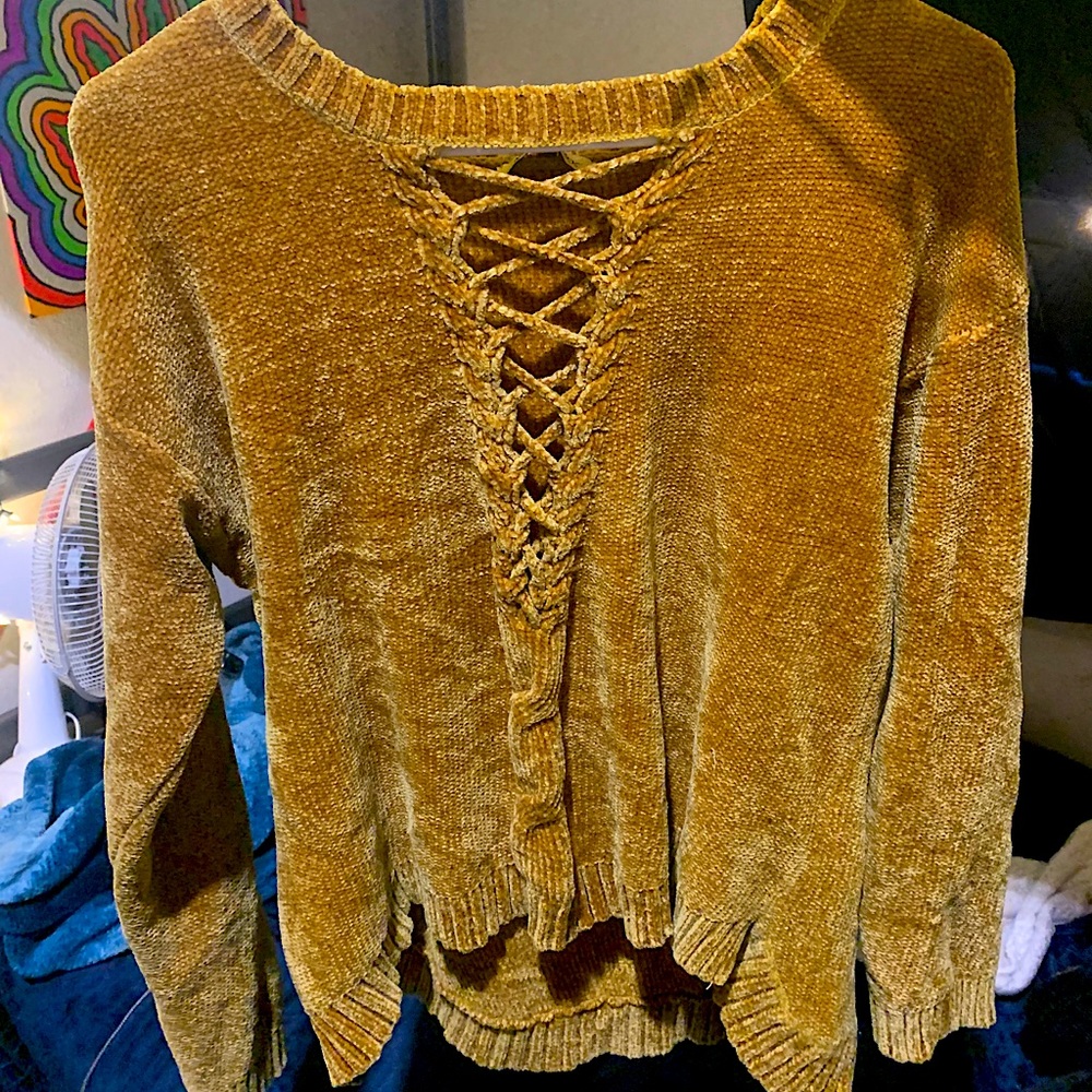 democracy yellow deep v top